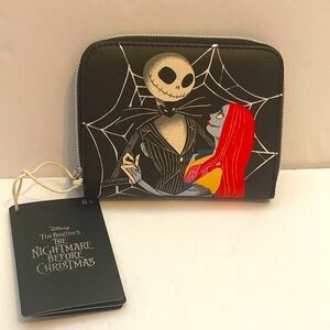 Disney Loungefly Nightmare Before Christmas Jack and Sally Spiderweb Wallet NWT